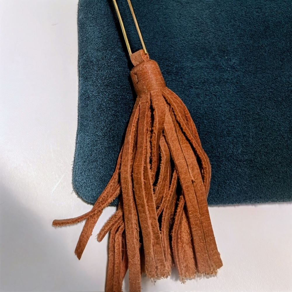 Anabaglish Teal Suede Leather Boho Purse - Picture 3 of 13